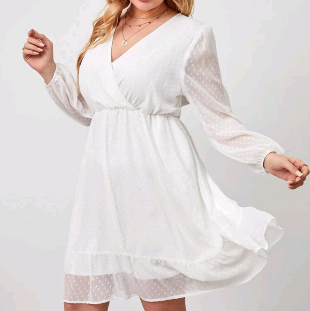 White ruffle trim dress